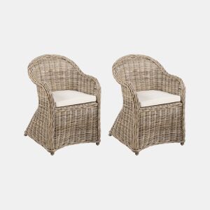 Conjunto de 2 cadeiras de jardim em rattan natural SUSUA II