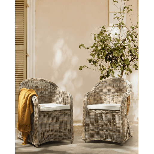 Conjunto de 2 cadeiras de jardim em rattan natural SUSUA II