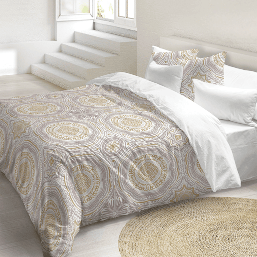 NATURALS - Cama com capa de edredom estampada 180 - Algodão extra macio - Inclui 1 ou 2 fronhas - SHANKAR