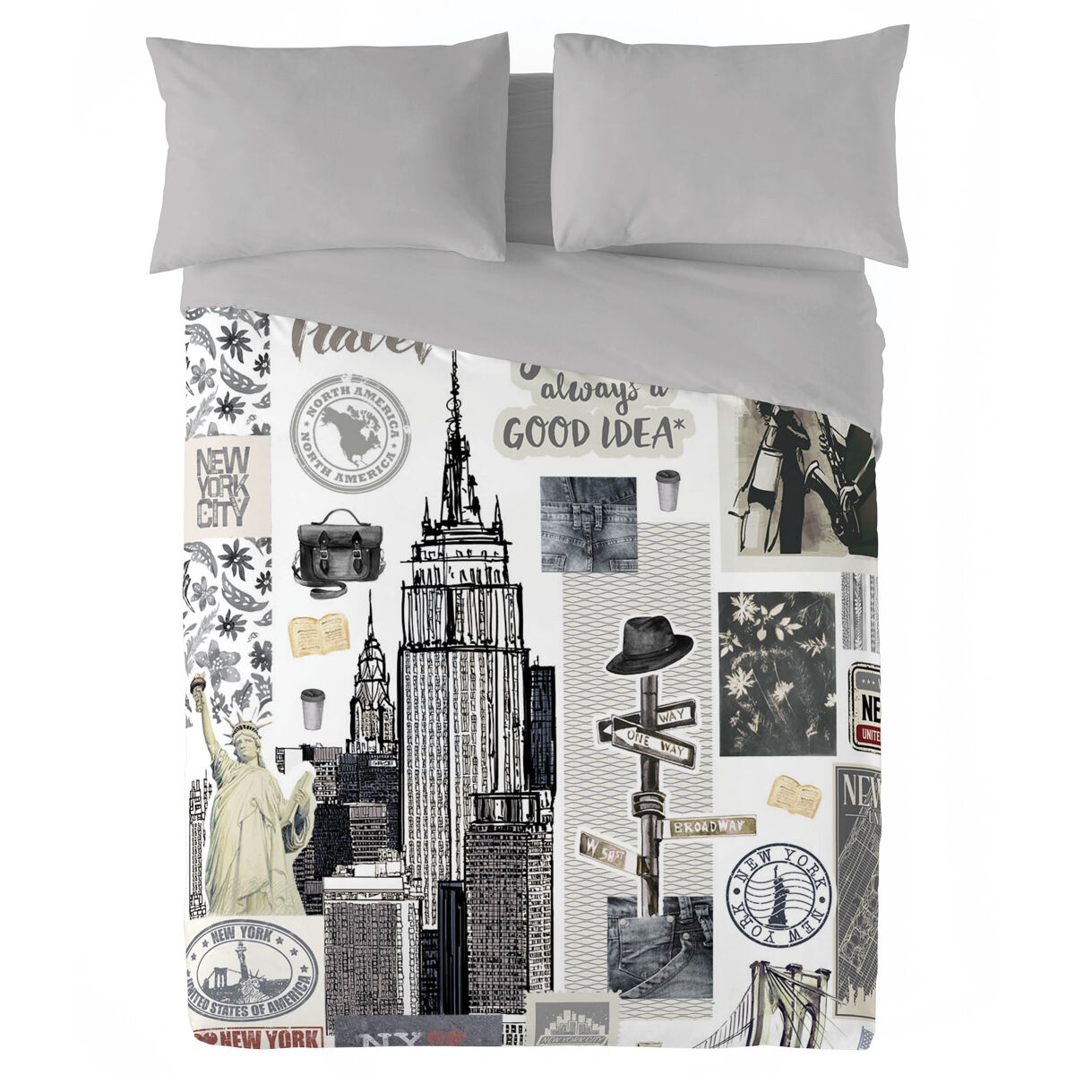 NATURALS - Funda Nórdica Estampada - Algodón Extra Suave - NY TRAVEL