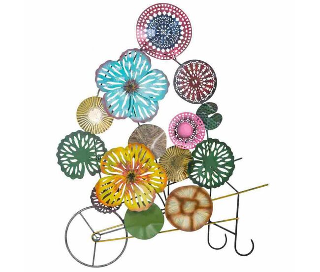 Decoración de pared alexandra house living multicolor metal flores 8 x 132 x 112 cm
