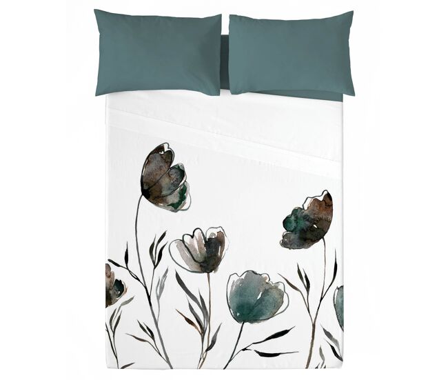 Naturals - juego de sábanas estampadas 3 piezas cama 90 - algodón extra suave - incluye sábana encimera + 1 funda de almohada + 1 sábana bajera- fabricado en españa - larisa v oscuro