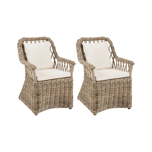 Conjunto de 2 poltronas de jardim em rattan natural MAROS II