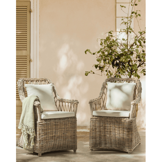 Conjunto de 2 poltronas de jardim em rattan natural MAROS II