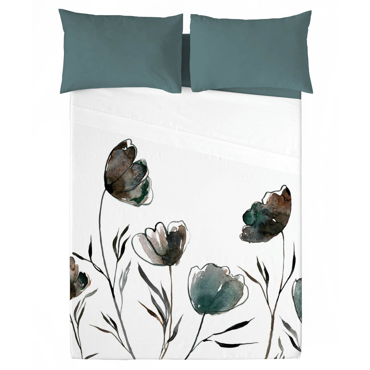 Naturals - juego de sábanas estampadas 4 piezas cama 150 - algodón extra suave - incluye sábana encimera + 2 fundas de almohada + 1 sábana bajera - fabricado en españa - larisa v oscuro