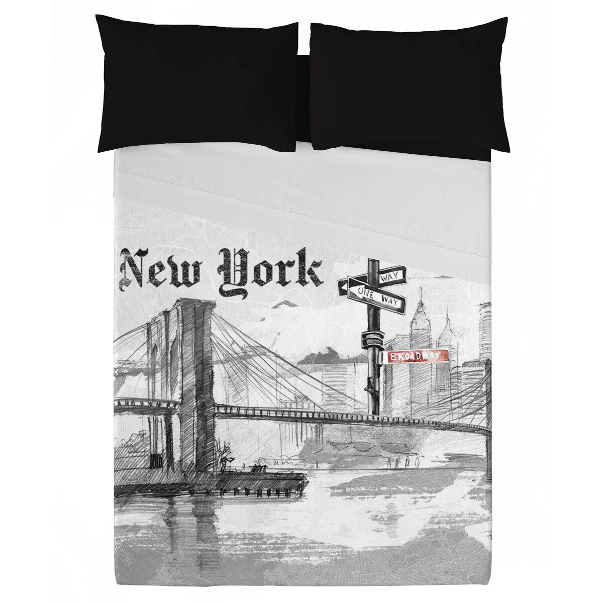 Naturals - juego de sábanas estampadas 3 piezas cama 135 - algodón extra suave - incluye sábana encimera + 1 funda de almohada + 1 sábana bajera- fabricado en españa - way