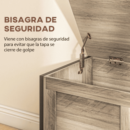 HOMCOM Baú de Armazenamento para Dormitório 95L Baú de Arrumação com Tampa Banco de Armazenamento Versátil com Dobradiça de Segurança para Corredor Sala de Estar 80x40x50 cm Cinza Claro