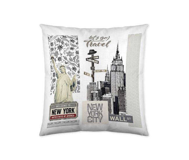 Naturals - funda de cojin estampado - sin relleno - 50x50 cm - algodón extra suave - fabricado en españa - new york travel