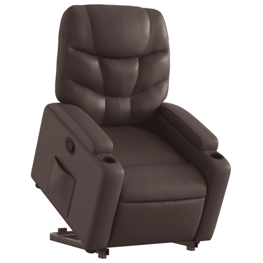 vidaXL Poltrona reclinável elevatória couro artificial castanho vidaXL Poltrona reclinável elevatória couro artificial castanho