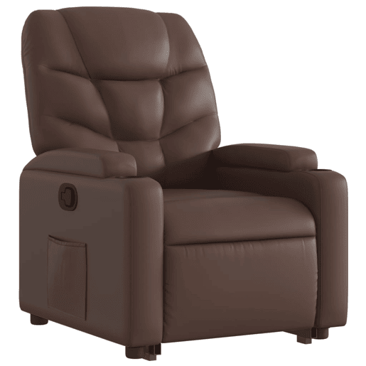 vidaXL Poltrona reclinável elevatória couro artificial castanho vidaXL Poltrona reclinável elevatória couro artificial castanho