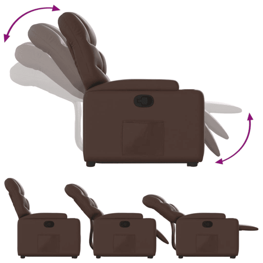 vidaXL Poltrona reclinável elevatória couro artificial castanho vidaXL Poltrona reclinável elevatória couro artificial castanho