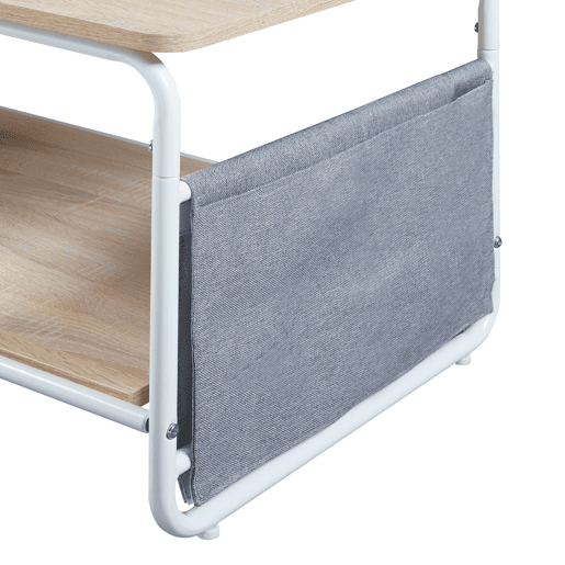 Mesa de centro Dyrøy com prateleira e saco de aço 100x50x43cm - BrancoCarvalho en.casa Mesa de centro Dyrøy com prateleira e saco de aço 100x50x43cm - BrancoCarvalho en.casa