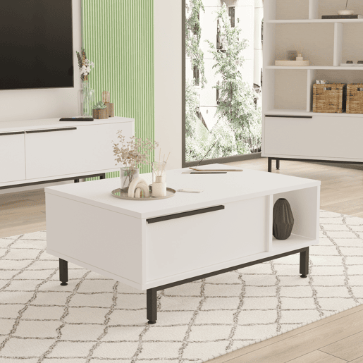 Mesa de centro Majaajoå 90x60x38 cm - Branco en.casa