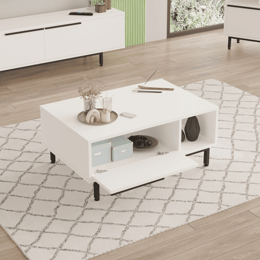 Mesa de centro Majaajoå 90x60x38 cm - Branco en.casa