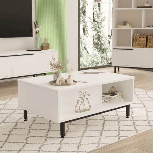 Mesa de centro Majaajoå 90x60x38 cm - Branco en.casa