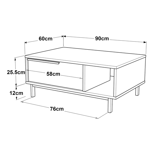 Mesa de centro Majaajoå 90x60x38 cm - Branco en.casa