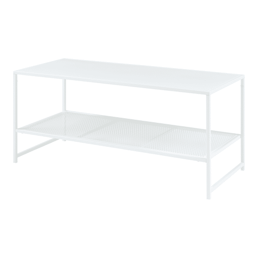 Mesa de centro Ruokolahti com prateleira em grelha de aço 102x43x46cm - Branco mate en.casa