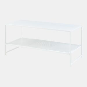 Mesa de centro Ruokolahti com prateleira em grelha de aço 102x43x46cm - Branco mate en.casa