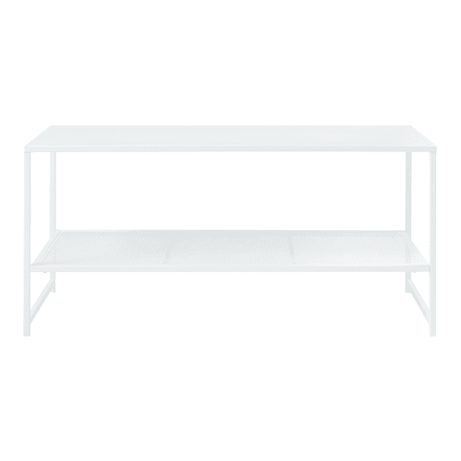 Mesa de centro Ruokolahti com prateleira em grelha de aço 102x43x46cm - Branco mate en.casa
