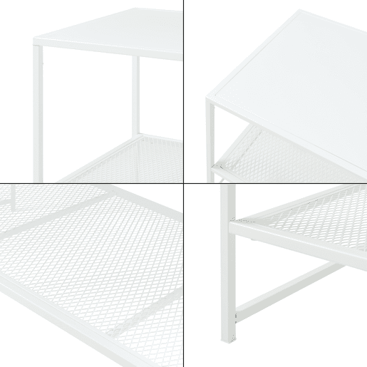 Mesa de centro Ruokolahti com prateleira em grelha de aço 102x43x46cm - Branco mate en.casa