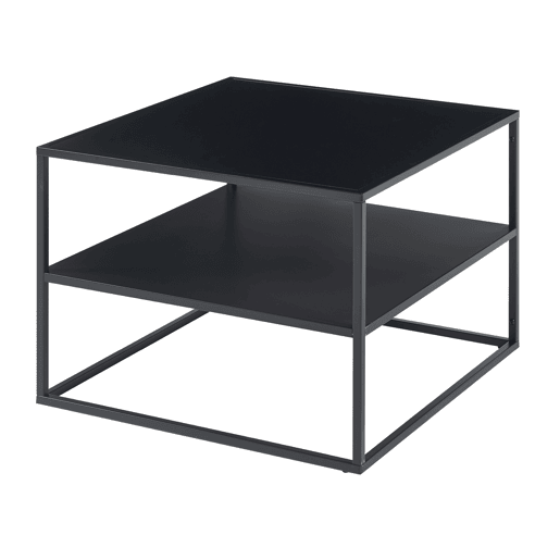 Mesa de centro Solund com 1 prateleira em aço 60x60x45cm - Preto mate en.casa