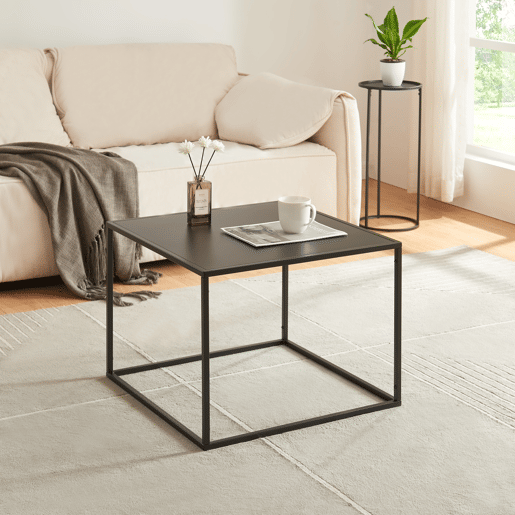 Mesa de centro Solund quadrada em aço 60x60x45cm - Preto mate en.casa
