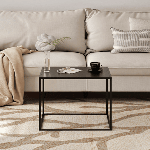 Mesa de centro Solund quadrada em aço 60x60x45cm - Preto mate en.casa
