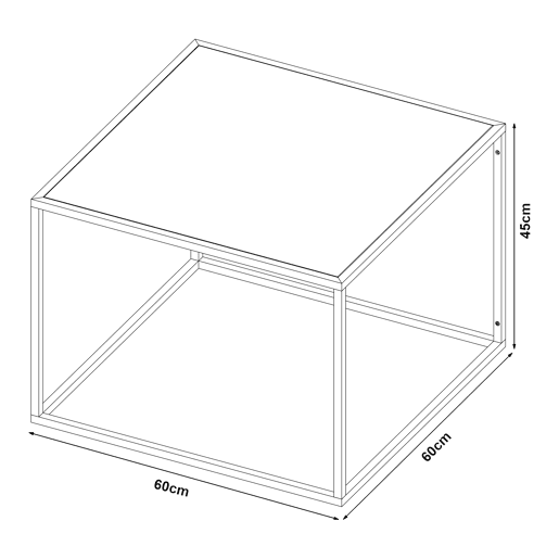 Mesa de centro Solund quadrada em aço 60x60x45cm - Preto mate en.casa