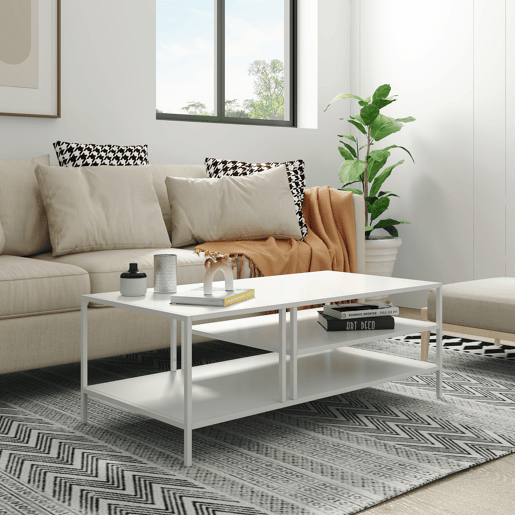 Mesa de centro retangular Kumlinge 40x110x55 cm - Branco en.casa Mesa de centro retangular Kumlinge 40x110x55 cm - Branco en.casa