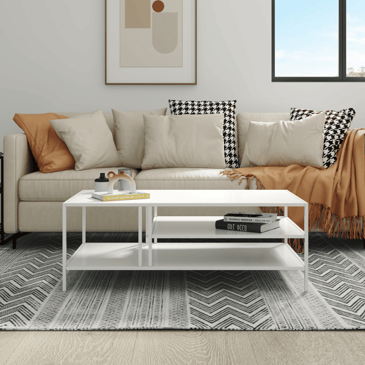 Mesa de centro retangular Kumlinge 40x110x55 cm - Branco en.casa Mesa de centro retangular Kumlinge 40x110x55 cm - Branco en.casa