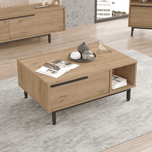 Mesa de centro Majaajoå 90x60x38 cm - Efeito carvalho en.casa