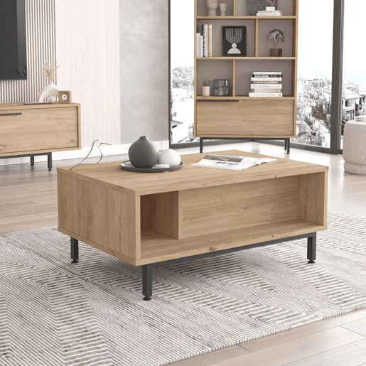 Mesa de centro Majaajoå 90x60x38 cm - Efeito carvalho en.casa