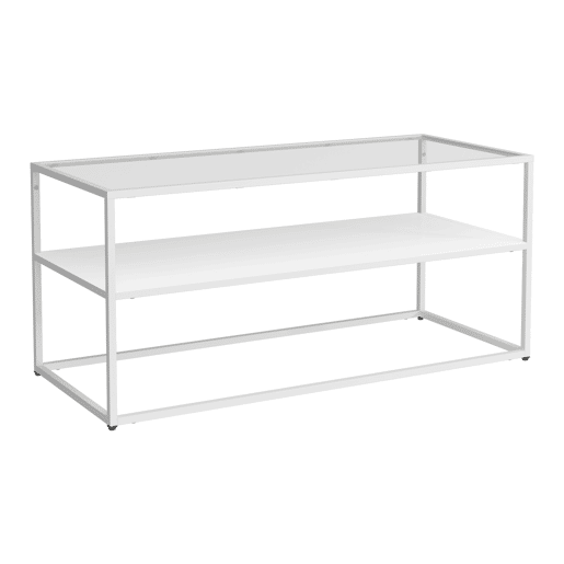 Mesa de centro Solund com 1 prateleira em açovidro 102x43x46cm - Branco mate en.casa