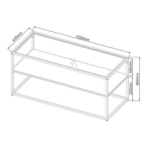 Mesa de centro Solund com 1 prateleira em açovidro 102x43x46cm - Branco mate en.casa