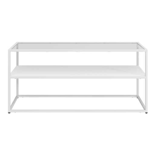 Mesa de centro Solund com 1 prateleira em açovidro 102x43x46cm - Branco mate en.casa