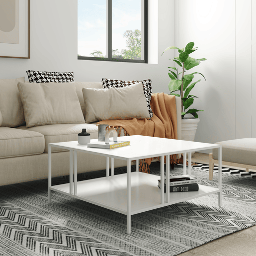Mesa de centro quadrada Kumlinge 40x80x80 cm - Branco en.casa