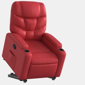 vidaXL Poltrona reclinável elevatória couro artificial vermelho