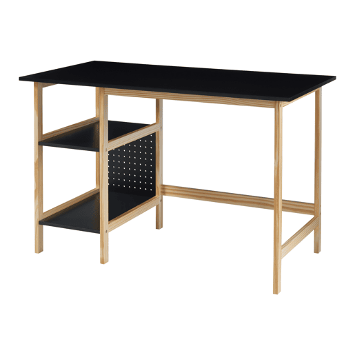 Secretária Dønna com 2 prateleiras MDF 120x60x75cm - PretoEfeito madeira en.casa