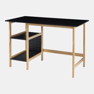 Secretária Dønna com 2 prateleiras MDF 120x60x75cm - PretoEfeito madeira en.casa
