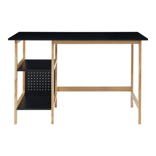 Secretária Dønna com 2 prateleiras MDF 120x60x75cm - PretoEfeito madeira en.casa