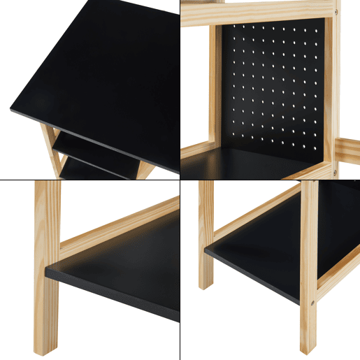 Secretária Dønna com 2 prateleiras MDF 120x60x75cm - PretoEfeito madeira en.casa