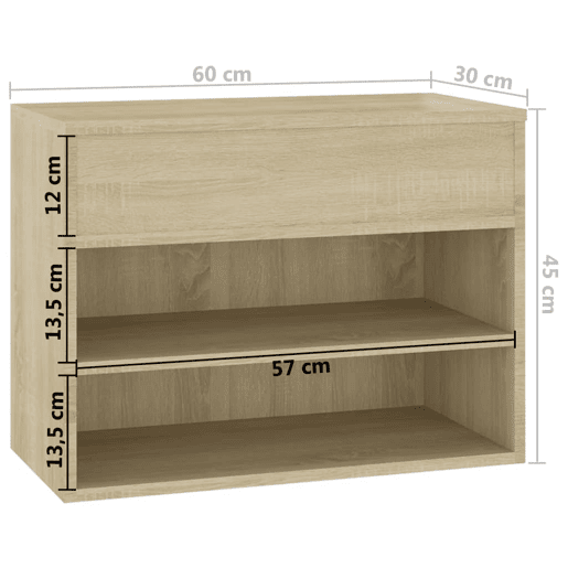 vidaXL Banco sapateira 60x30x45 cm derivados madeira carvalho sonoma vidaXL Banco sapateira 60x30x45 cm derivados madeira carvalho sonoma