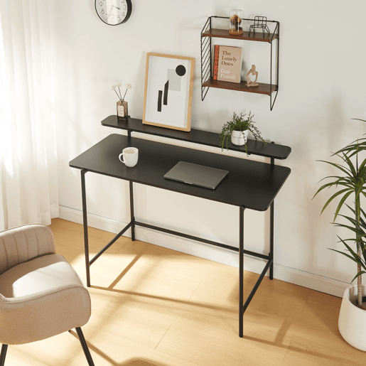 Secretária Samnanger com prateleira em aglomerado 120x55x88cm - Preto en.casa