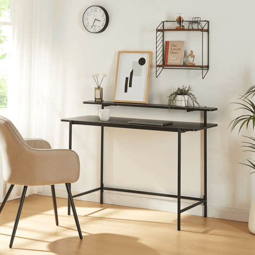 Secretária Samnanger com prateleira em aglomerado 120x55x88cm - Preto en.casa
