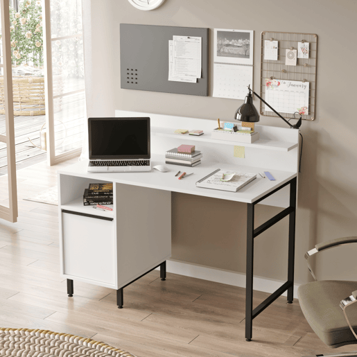 Secretária Fajaarire com compartimento 120x60x100cm - Branco en.casa