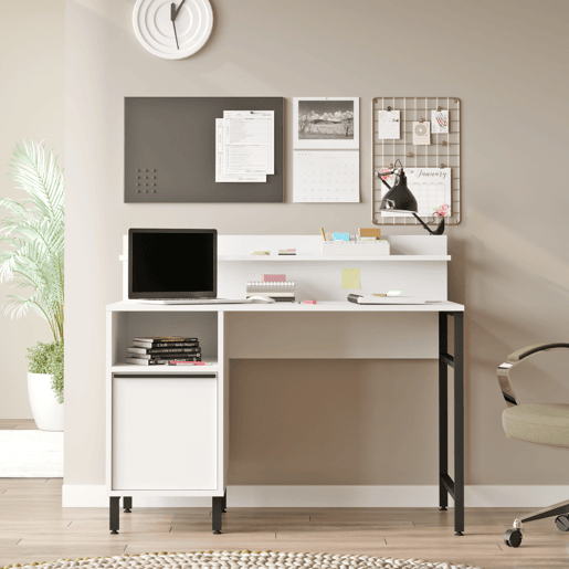 Secretária Fajaarire com compartimento 120x60x100cm - Branco en.casa