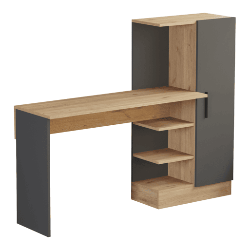 Secretária Varhalo com armário 120x153x40 cm - CarvalhoAntracite en.casa