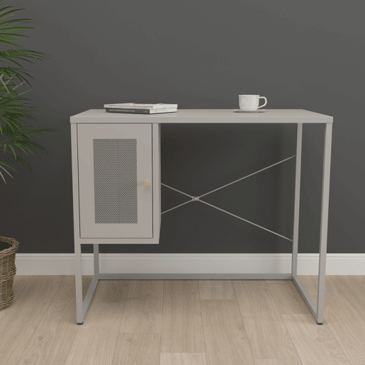 Secretária Sund com compartimento em aço 75x100x50cm - Cinzento en.casa