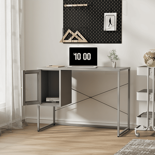 Secretária Sund com compartimento em aço 75x100x50cm - Cinzento en.casa