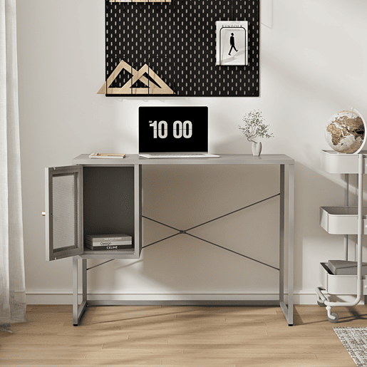 Secretária Sund com compartimento em aço 75x100x50cm - Cinzento en.casa